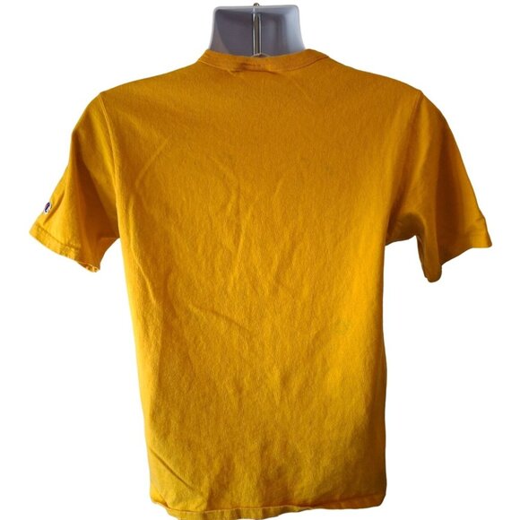 Vintage Champion Logo T-Shirt Men's Medium Yellow - Picture 2 of 6